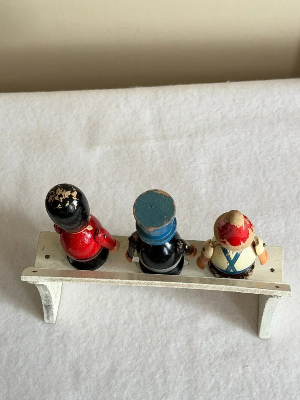 Vintage Wooden Figural Bar Tool Set Bench Corkscrew Bottle Opener folk Art